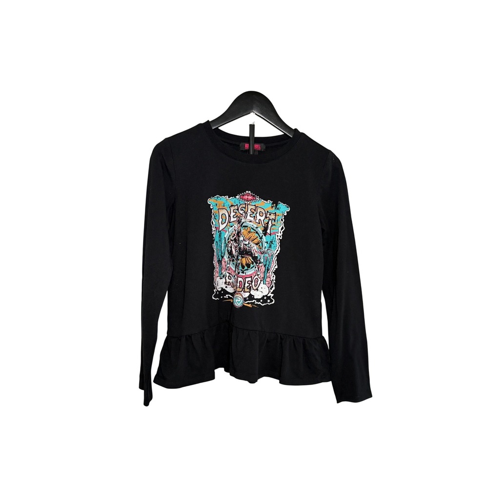 Rock & Roll Denim Girls L (10/12) – Desert Rodeo Western Graphic Ruffle Top